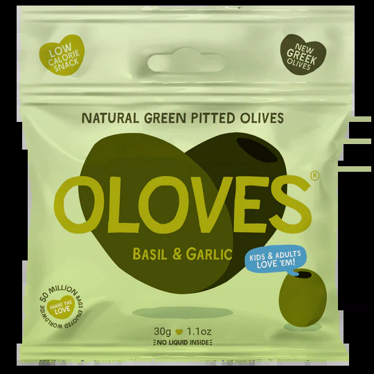 Oloves Olives Natural Green Pitted Olives - Basil and Garlic